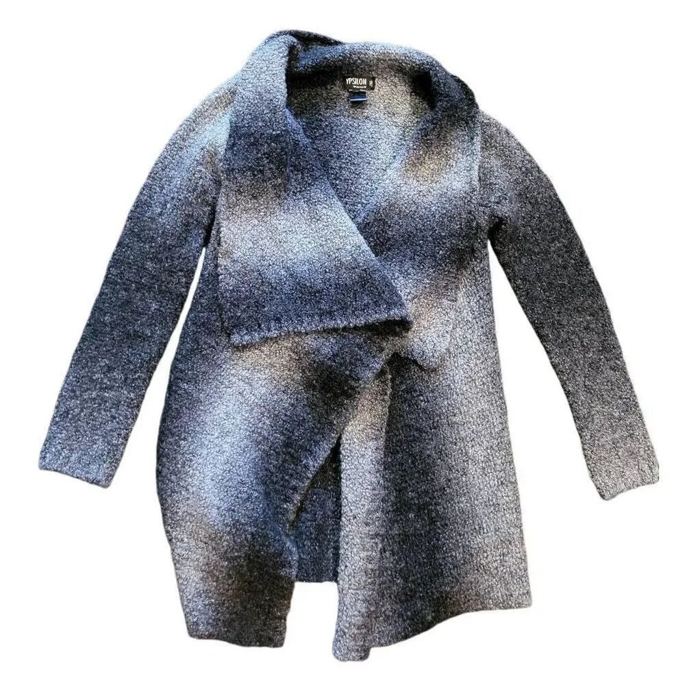 Vintage Ypsilon Cardigan Women's Small Grey Ombre Italian Wool Alpaca Boucle